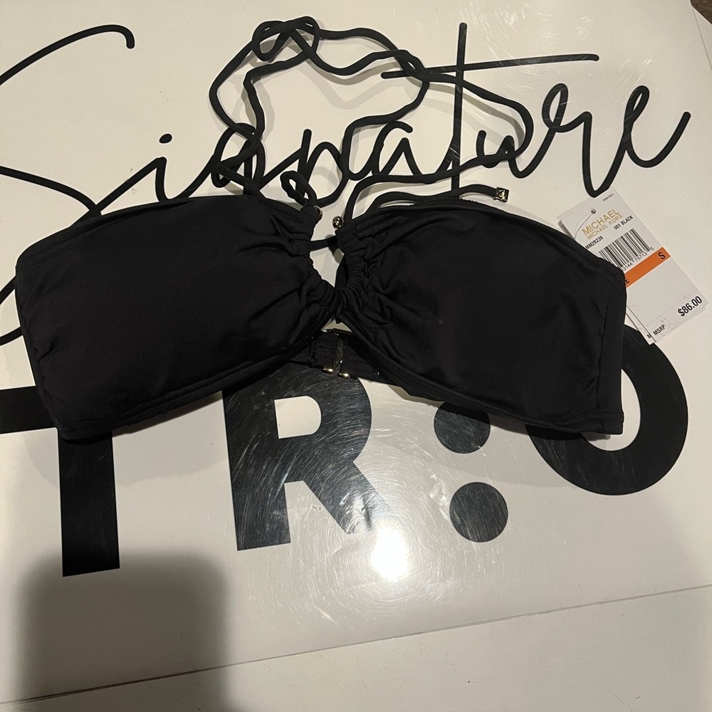 Micheal Kors Black Swim Bikini Top SMALL New